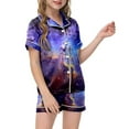 thumbnail image 1 of YOUSNH Tenues pour Filles Ensemble de Pyjamas 2 Pcs pour Enfants Imprimé Graphique Chemise à Manches Courtes Boutonnée Shorts Ensemble de Pyjama Violet_021 4-5 Ans, 1 of 4