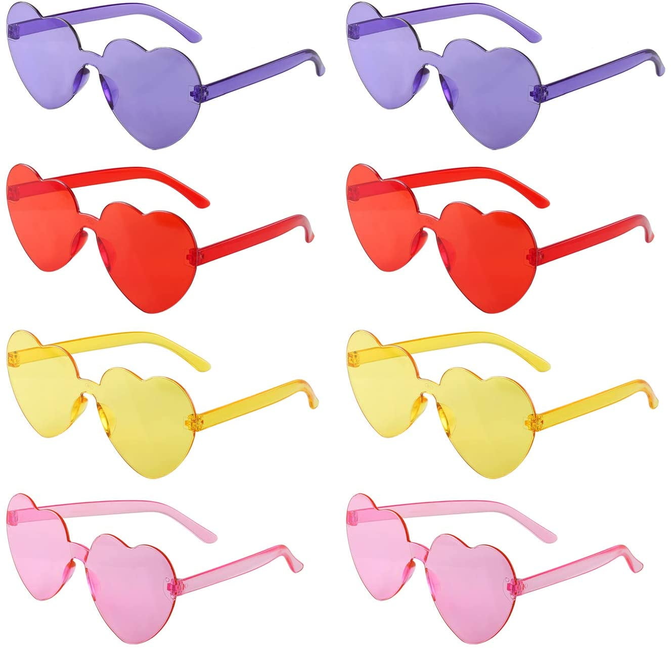Heart Sunglasses Festival 400UV One piece Rimless No Frame Glasses Candy Colours 