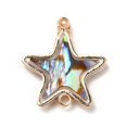 thumbnail image 2 of Rack Plating Brass Enamel Connector Charms Imitation Paua Shell Real 14K Gold Plated Star 18x16x2mm Hole: 1.5mm, 2 of 3