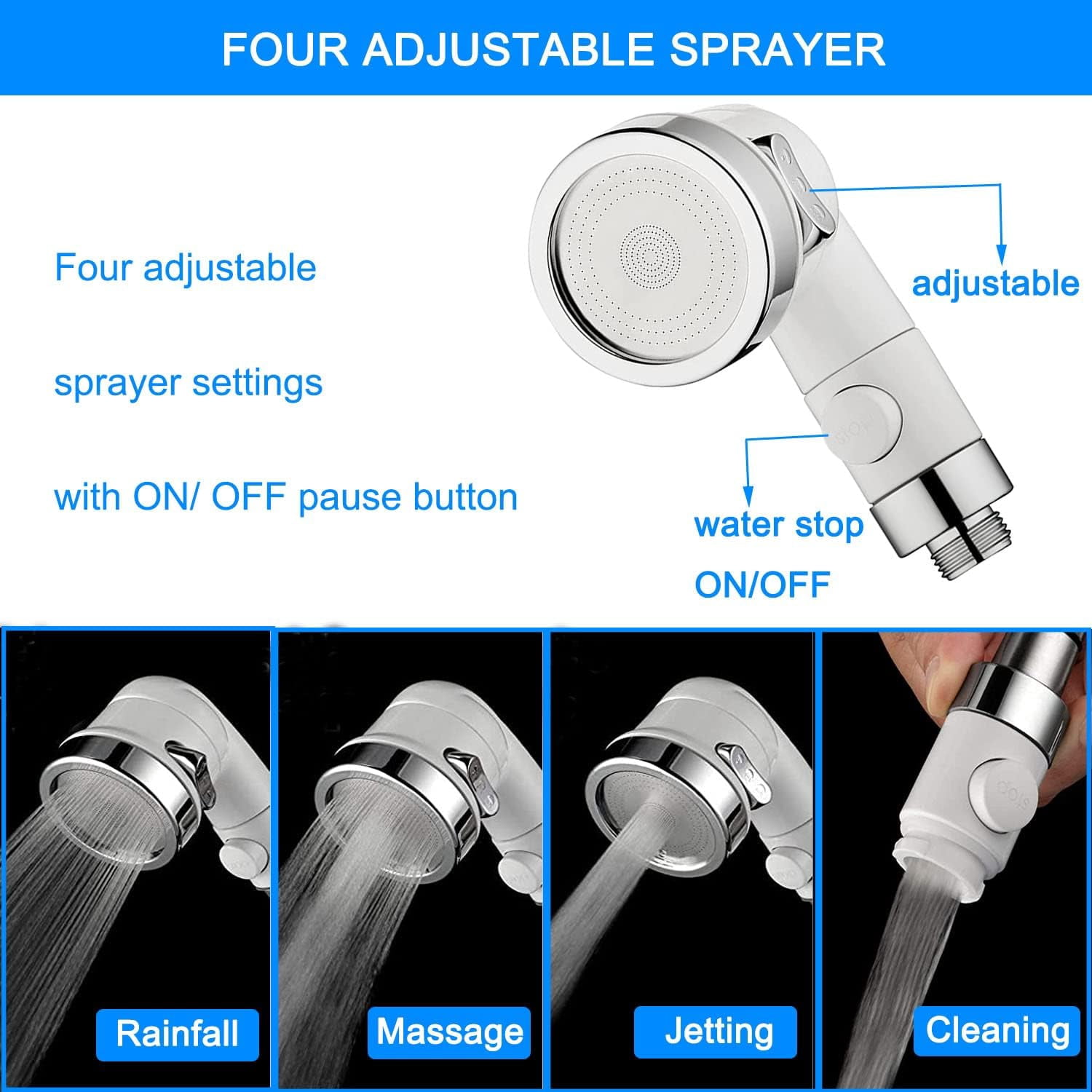 Sink Faucet Hose Shower Sprayer Attachment for Hair Washing&Pet Shower,Water Saving Aerator with 3-Way Diverter Valve for Bathroom Bathtub, Kitchen Faucet, Utility Laundry Tub(White)