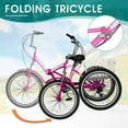 thumbnail image 4 of Slsy 7-Speed Unisex Adult Folding Tricycle, Rose Red, 20", 4 of 12