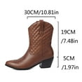 thumbnail image 4 of UngA Western Boots Wide Calf Womens Suede Mid Calf Boots 4 Way Fold Over Style Chunky Block Heel Booties Fall Winter Brown,6, 4 of 7