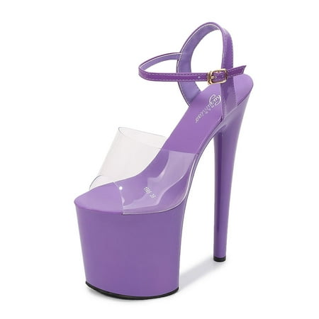 

IELGY Women s sandals super high heel fish mouth stiletto PVC chemical fiber