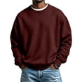 thumbnail image 2 of Domuza Men's Crewneck Sweatshirt Solid Color Classic Pullover Long Sleeve Tops, Lightweight Breathable Casual Sweatshirts, 2 of 6