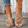 thumbnail image 2 of Flip Flop for Women 2025 Boho Beach Summer Braided Leather Strappy Flat Sandals Casual Dressy Sandals, 2 of 7