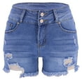 thumbnail image 2 of Gubotare Jean Shorts for Women,2024 Casual Button down Stretch High Wasited Pull on Denim Shorts Light Blue S, 2 of 4