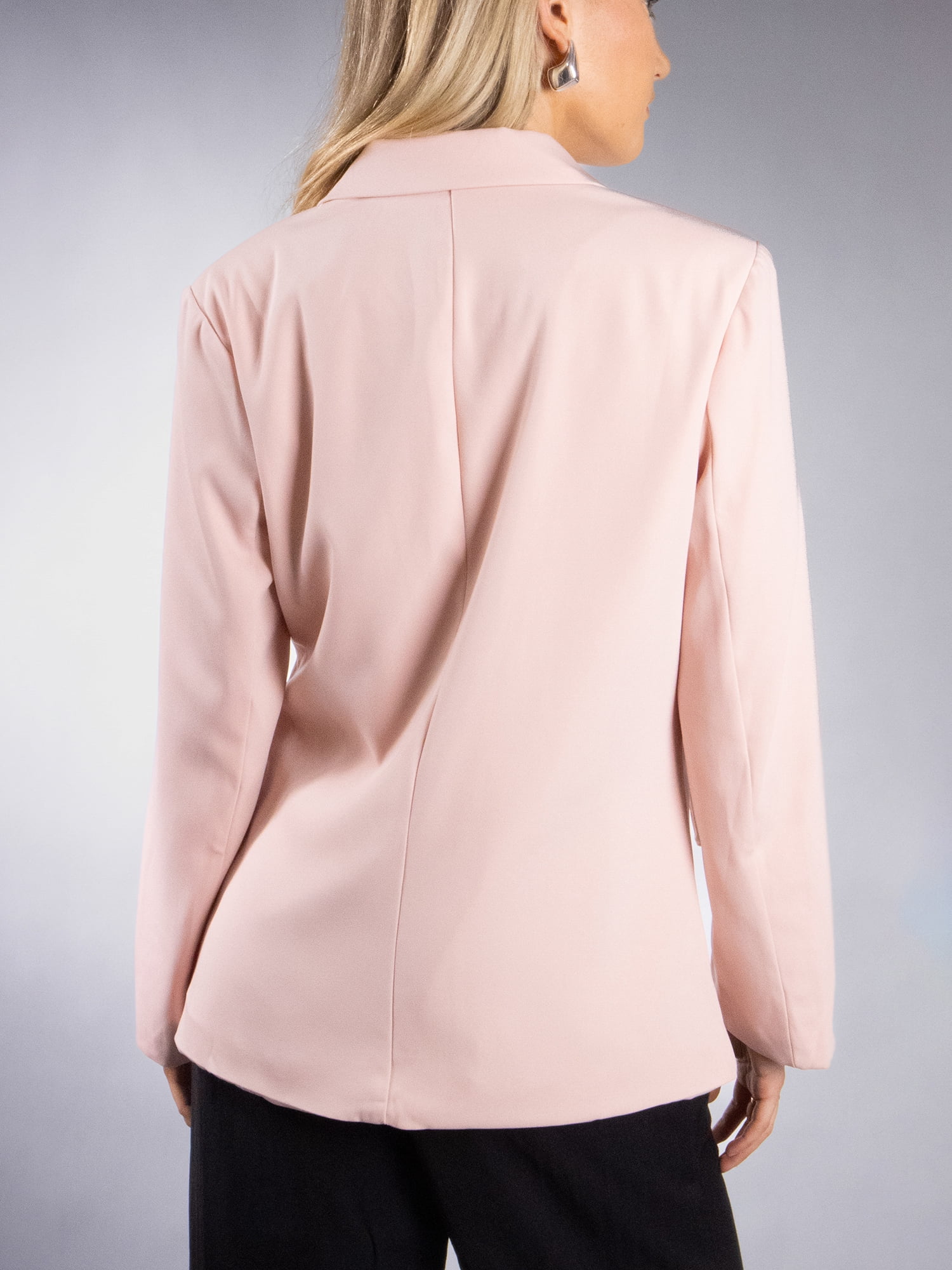 DARING DIVA Women's Elegant Double Tie Wrap Blazer S Baby Pink