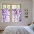 thumbnail image 4 of Spring Flowers Tier Curtains, Purple Lavender Floral Modern Pastoral Light Filtering Kitchen Curtains, 2Pcs Rod Pocket Half Window Treatments Panels for Sink Cafe Cabinet Basement 27.5x45 Inches, 4 of 9