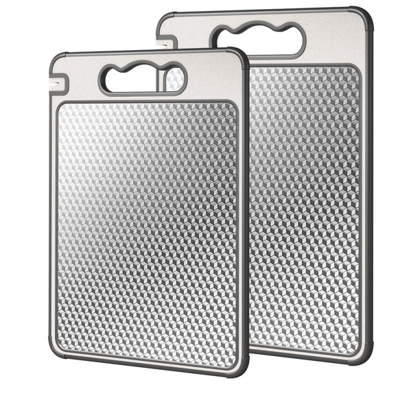 Tabla de Cortar Lozovin Doble Cara Acero Inoxidable y Fibra de Paja de Trigo 41x28 cm