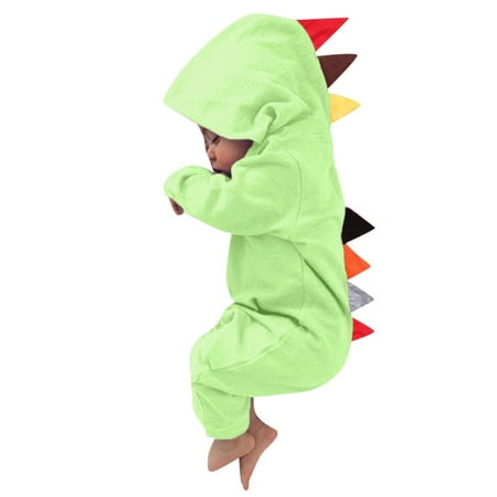 

Newborn Dinosaur Zipper Hooded Romper Jumpsuit Outfits Clothes