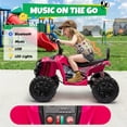 thumbnail image 4 of 24V Kids Ride On ATV for Ages 3-8, 4WD Electric Quad with 4 Motors, Bluetooth Music, LED Lights, Spring Suspension, 3-5 km/h, 110 lbs Capacity, Battery Powered Toy for Boys Girls, Pink, 4 of 8