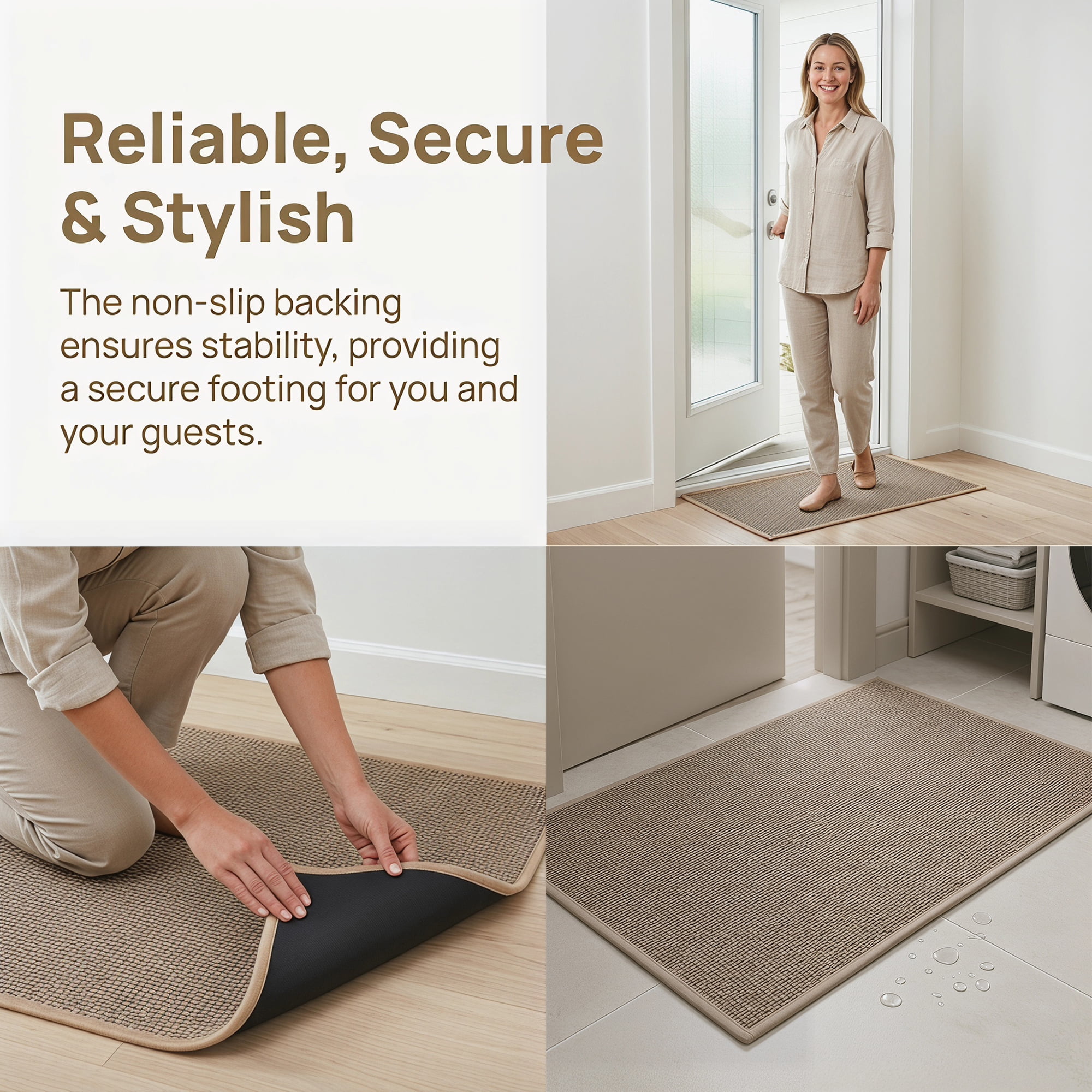 Unique Bargains Non-Slip Entrance Scraper Rug Natural Jute Doormat Khaki 30" x 18"