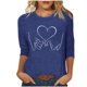 thumbnail image 1 of Tops de Cuello Redondo para las Mujeres Moda Impresa 3/4 Mangas Blusa Casual Top, Estante de Imitación, 1 of 5