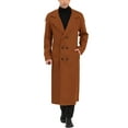 thumbnail image 2 of INSPIRE CHIC Men's Winter Pea Coat Notch Lapel Double Breasted Solid Color Overcoat XL Brown, 2 of 7