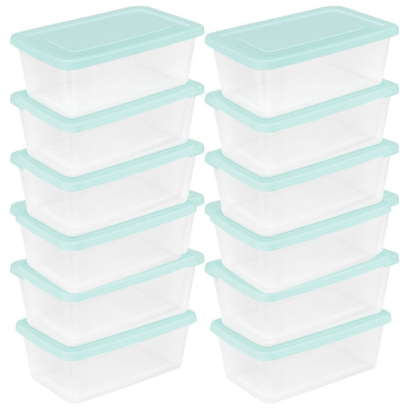 Sterilite 6 Qt Storage Boxes, Clear Plastic Containers with Snap Lids, Set of 30, Mint