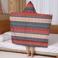 thumbnail image 5 of Red and Blue Christmas Knitted Pattern Hooded Bath Towel，50"x30" for Ages 3 To 12 Kids, Quick Dry Lightweight Soft Microfiber Hood Beach Towel Cover Up for Kids, 5 of 7
