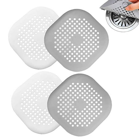 

4Pcs Anti-Clogging Silicone Floor Drain Cover for Sink(White+Grey)