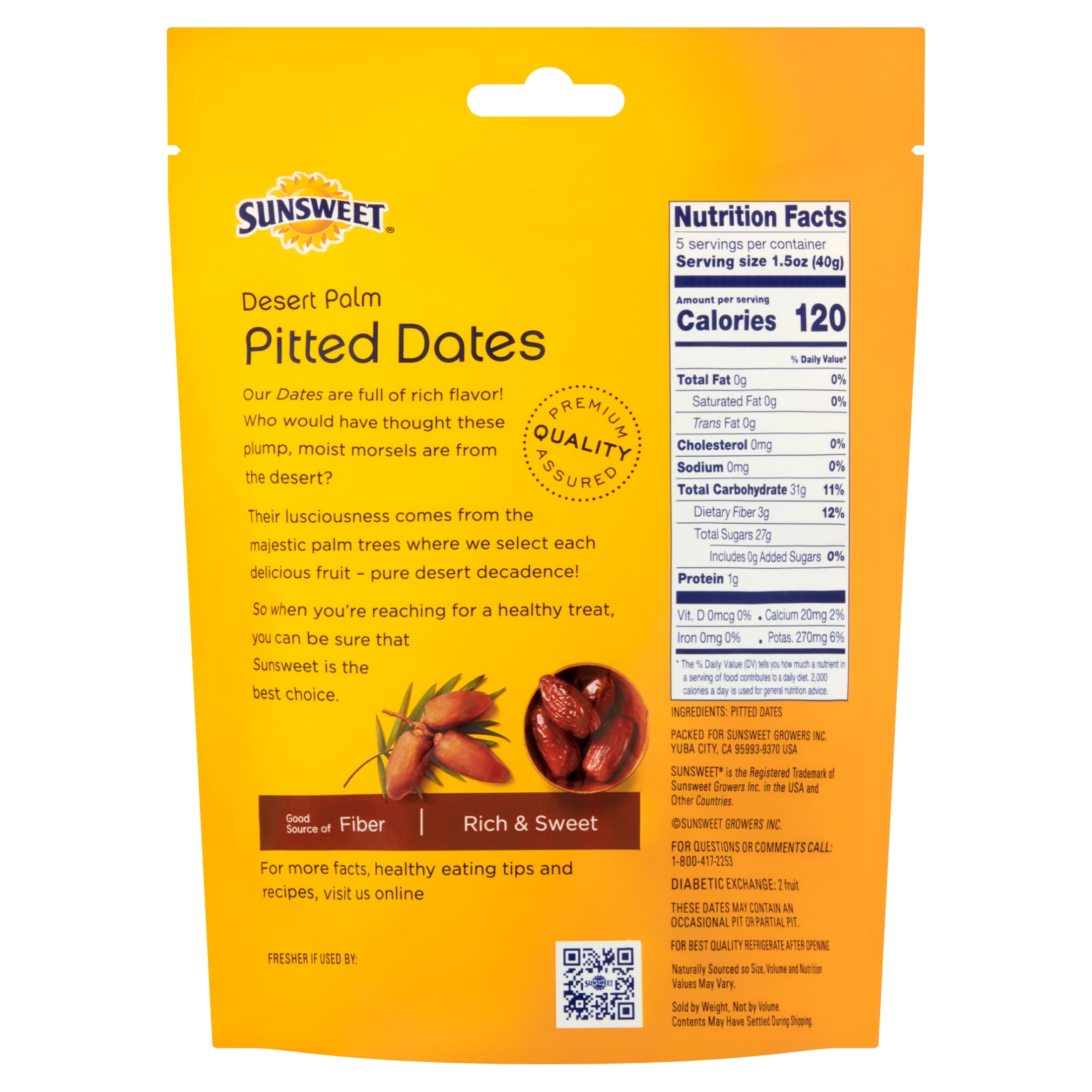 (8 pack) Sunsweet, Desert Palm Pitted, Dates, 8, oz