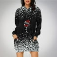 thumbnail image 2 of Pisexur Robe de Noël pour Femmes Mode Imprimé Verres de Vin Rouge Robe de Fête Décontractée à Manches Longues avec Capuche Robe d'Automne de Noël Mini Robe avec Poches, 2 of 4
