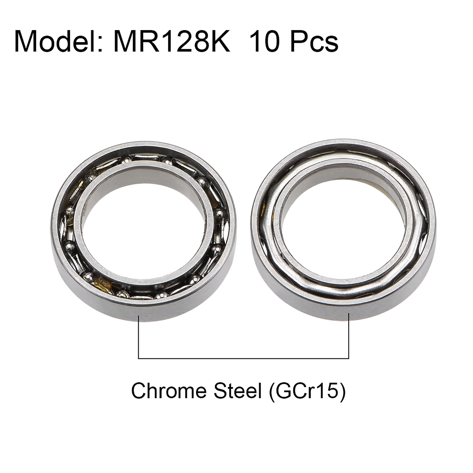 MR128K Ball Bearings Z2 8x12x2.5mm Open Type Chrome Steel 10pcs 