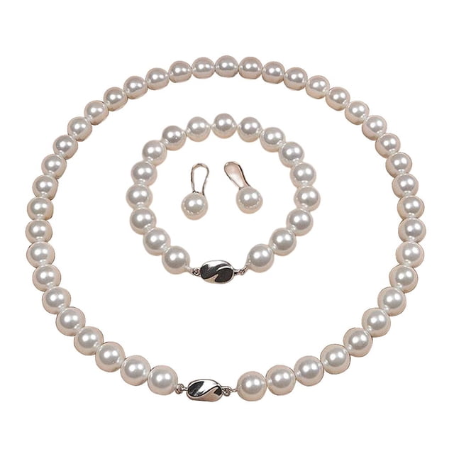 Conjunto de joyas Zulema Collar de concha exquisita 1 par de pendientes para dama