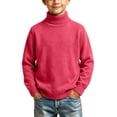 thumbnail image 3 of Husipze Kids Turtleneck Knit Sweater Ligthweight Long Sleeve Solid Cozy Knit Classic Casual Warm Pullover Hot Pink 2-3 Years, 3 of 8