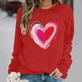 thumbnail image 4 of Feancey Womens Cute Sweatshirts Fleece Long Sleeve Heart Graphic Sweatshirt Oversized Casual Crewneck Pullover Tops Comfy Loose Blouse Red L, 4 of 5