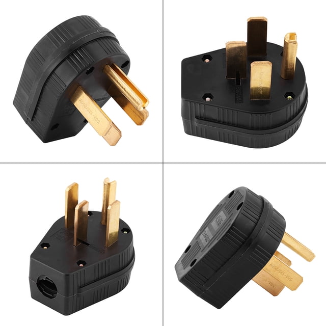 1 Enchufe de Hoja Recta 50a 125/250V Nema 14-50p, Hojas de Latón Macizo, ABS de Alta, Fácil de Cablear, Enchufe de Repuesto, Para Secadora, RV, Generador