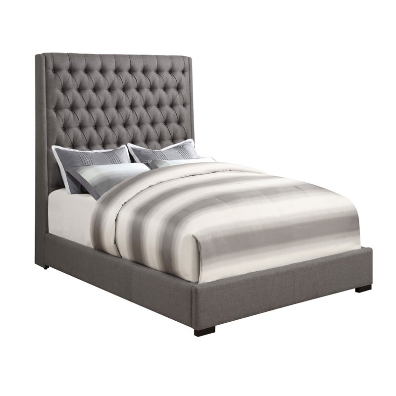 Upholstered Bed, California King Bed, Grey/Dark Brown