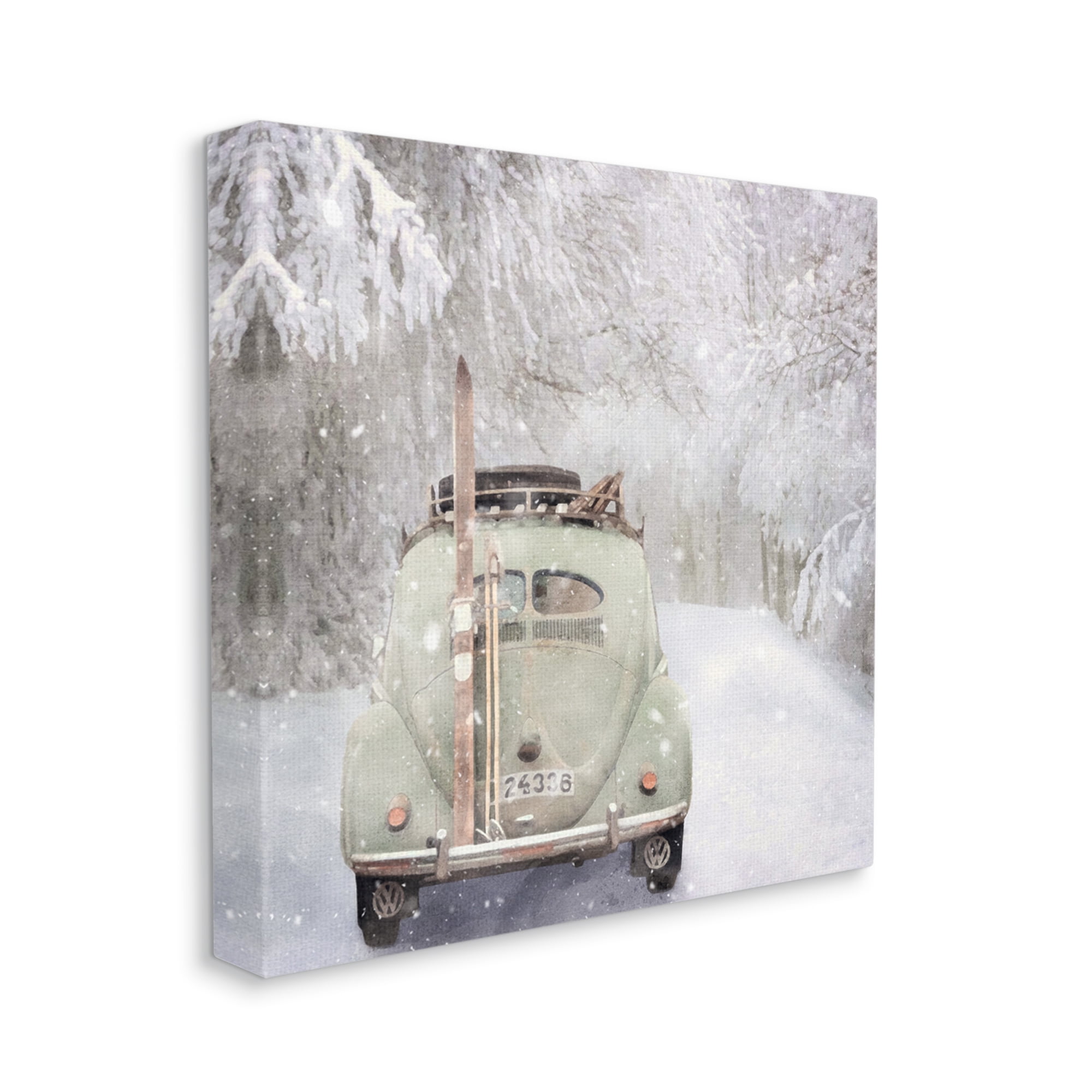 Stupell Industries Vintage Buggy in Snow Transportation Painting Gallery Wrapped Canvas Print Wall Art, 30 x 30
