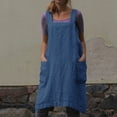 thumbnail image 3 of 2026 Cotton Linen Apron Cross Back Apron for Women with Big Pockets Square Pinafore Dress for Baking Cooking,Dark Blue S, 3 of 7