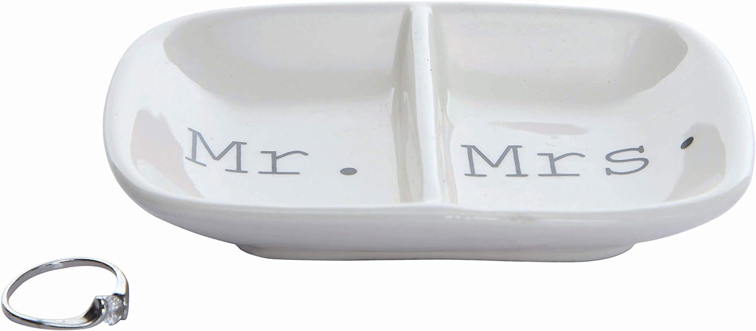 Creative Co-Op Ceramic Mr. & Mrs. Divided Ring Dish - image 4 of 7