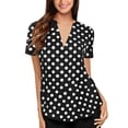 thumbnail image 2 of pxiakgy t shirts for women women summer polka dot short sleeve v neck tunic shirt tops blouse womens t shirts black + m, 2 of 2