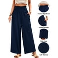 thumbnail image 2 of Hanerdun Womens Wide Leg Pants High Waist Trousers Casual Bottoms Navy Blue M, 2 of 5