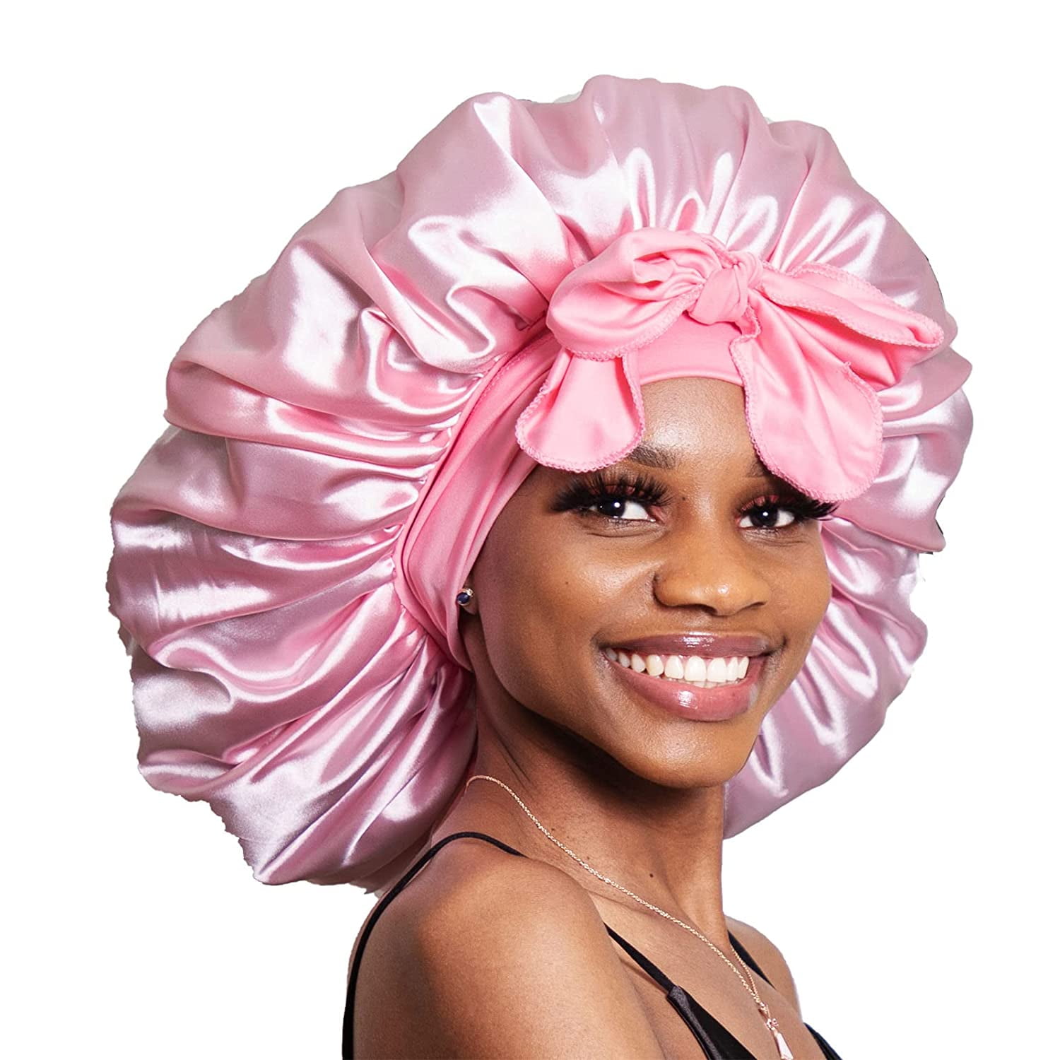 nipocaio Silk Bonnet Satin Bonnet Hair Bonnet for Sleeping Sleep Bonnet Night Satin Cap Adjustable Pink Bonnet for Braids for Women Curly Hair Locs Walmart