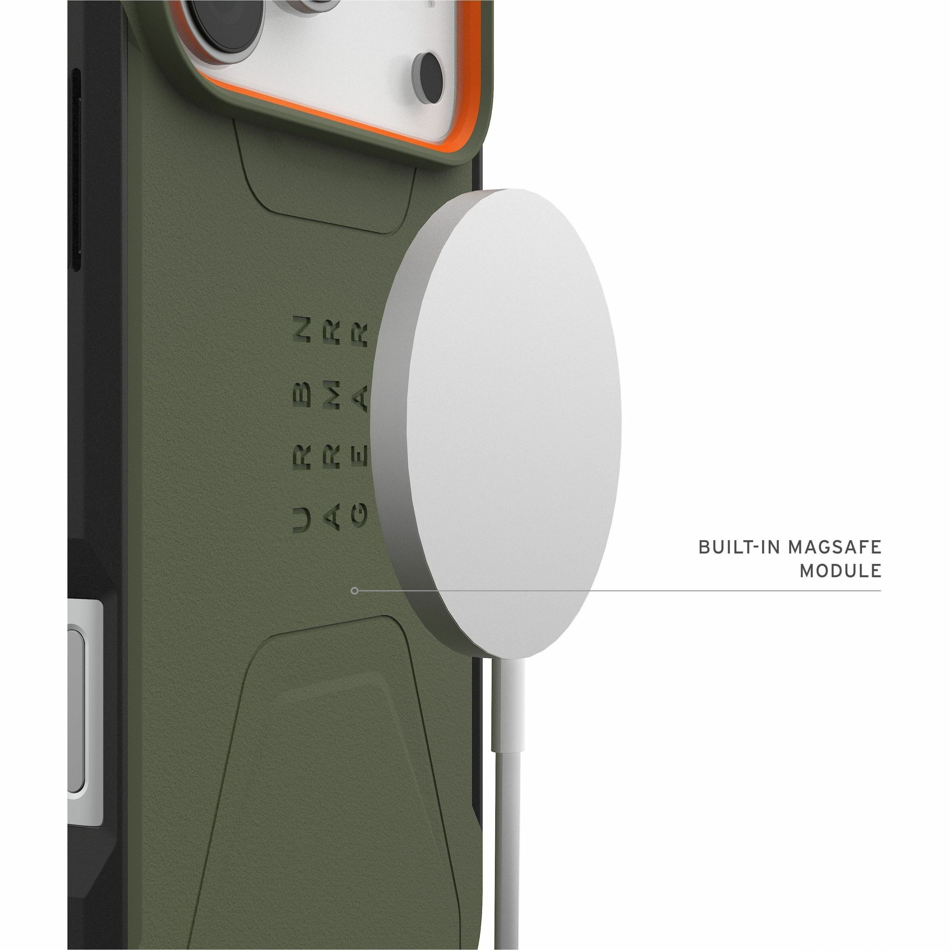 UAG iPhone 17 Pro Max Case Civilian - Compatible with MagSafe Military Grade Protective Cover, Olive/Orange
