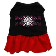 Mirage Pet Pink Snowflake Screen Print Dress Black with Red Sm
