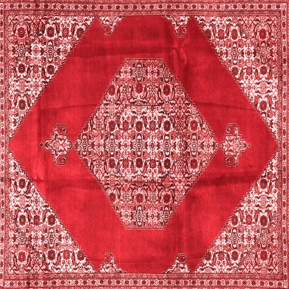 Ahgly Company Indoor Square Medallion Red Traditional Area Rugs, 7' Square