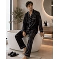 thumbnail image 3 of Up2date Fashion Men's Satin Pajama Set Full Sleeves Silky Loungewear 2 Piece Pjs Classic Button-Down Sleepwear, 3 of 4
