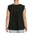thumbnail image 3 of Terra & Sky Women's Plus Size Eyelet Trim Flutter Sleeve Top, 3 of 5