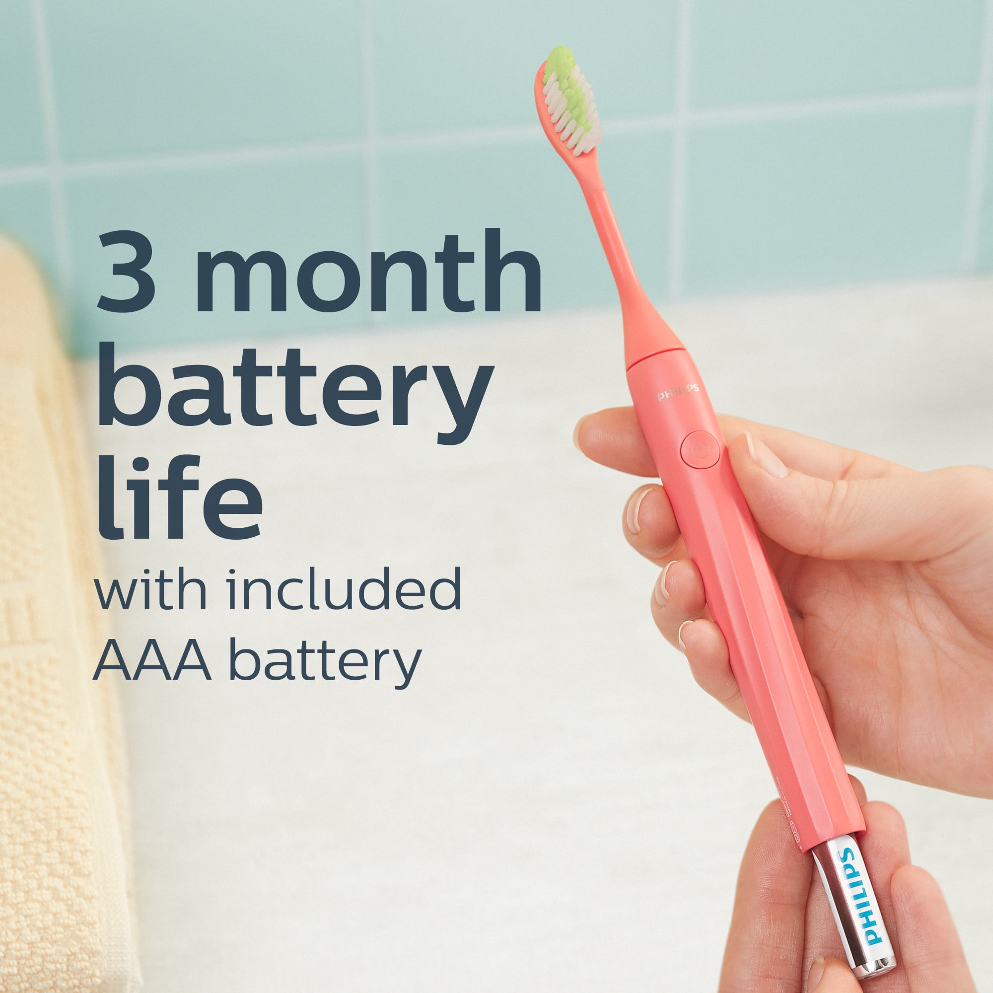 Philips One By Sonicare Battery Toothbrush, Miami Coral, HY1100/01