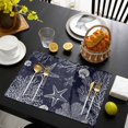 thumbnail image 3 of Navy Blue Coastal Placemats Set of 6, Starfish Coral Summer Beach Ocean Placemats for Dining Table, Place Mats for Kitchen Tabletop, Waterproof Wipeable Dining Table Mats Set, 3 of 9