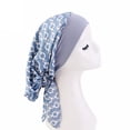 thumbnail image 3 of Gorro de lana para mujer, para el cáncer, para dormir de noche, para festivales, turbante, para gimnasio Cadena Gris Azul, 3 of 9