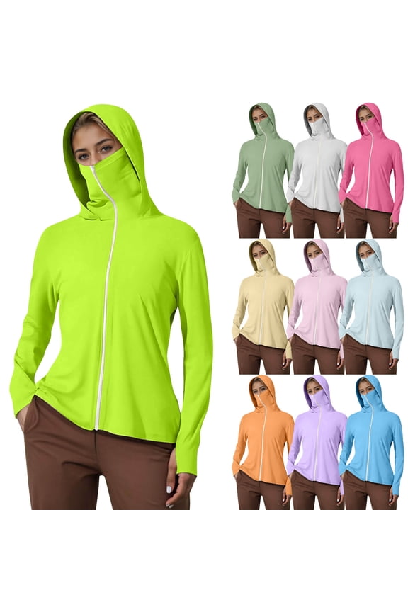 Women's Protective Sunscreen Jacket Ice Silk Summer Lightweight Long Sleeve Jacket Breathable for Summer Outdoors