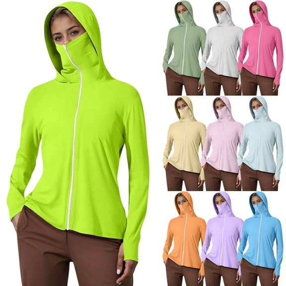 XINPING Women's Protective Sunscreen Jacket Ice Silk Summer Lightweight Long Sleeve Jacket Breathable for Summer Outdoors