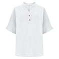 thumbnail image 3 of Linen Shirts for Women Boho Tops Button Tunic Blouse T-Shirts for Women Shirts for Women Linen Blouses Tops for Women Trendy Linen Tunic Women's Tunics Blouses for Women Dressy Casual White 3XL, 3 of 9