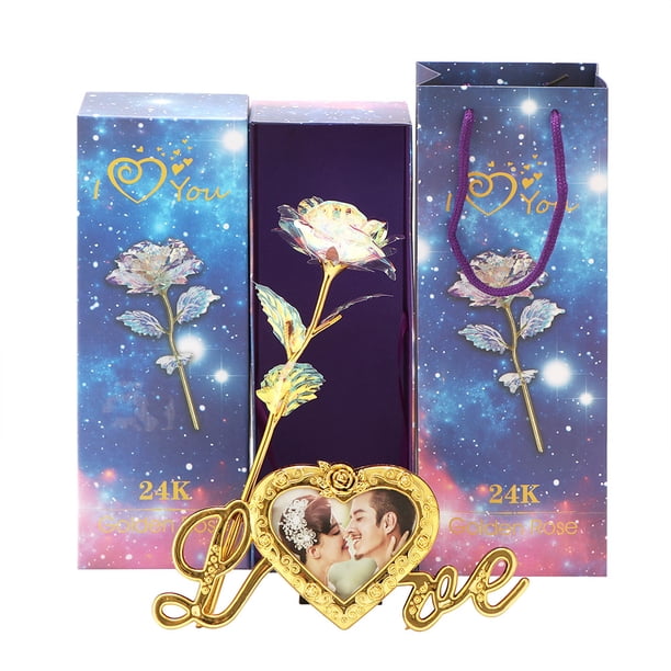 Rosa Galáctica Chapada En Oro De 24 Quilates, Colorida Rosa Eterna De San Valentín, Regalo De San Valentín Para Novias, Damas sonducket HA026173-03