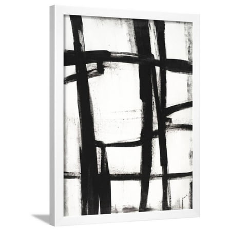 Expessive Silence II Minimalist Modern Black and White Abstract Painting Framed Print Wall Art By Sydney