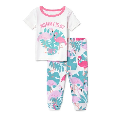4t Sleepwear - Baby And Toddler Girls 'Mommy Is My BFF' Flamingo Printed 2-Piece Snug-Fit PJ Pant Set (Baby and Toddler Girl)
