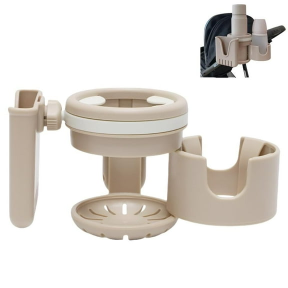 3-in-1 Stroller Cup Holder, Baby Stroller Accessories with Bottle Holder, Phone Mount, and Drink Caddy for Strollers, Perfect for Parents on The Go (Black)